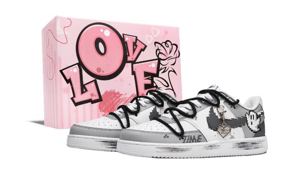 Nike Court Vision 1 Digital Ghost Box B Anti Slip Wear Resistant Low Top Skateboard Shoes Unisex Gray White