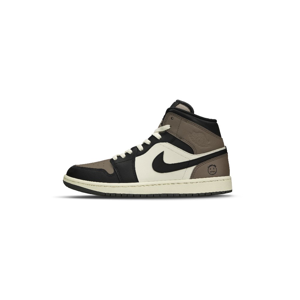 Jordan Air Jordan 1 Anti Slip Wear Resistant Mid Top Vintage Basketball Shoes Unisex Black Brown