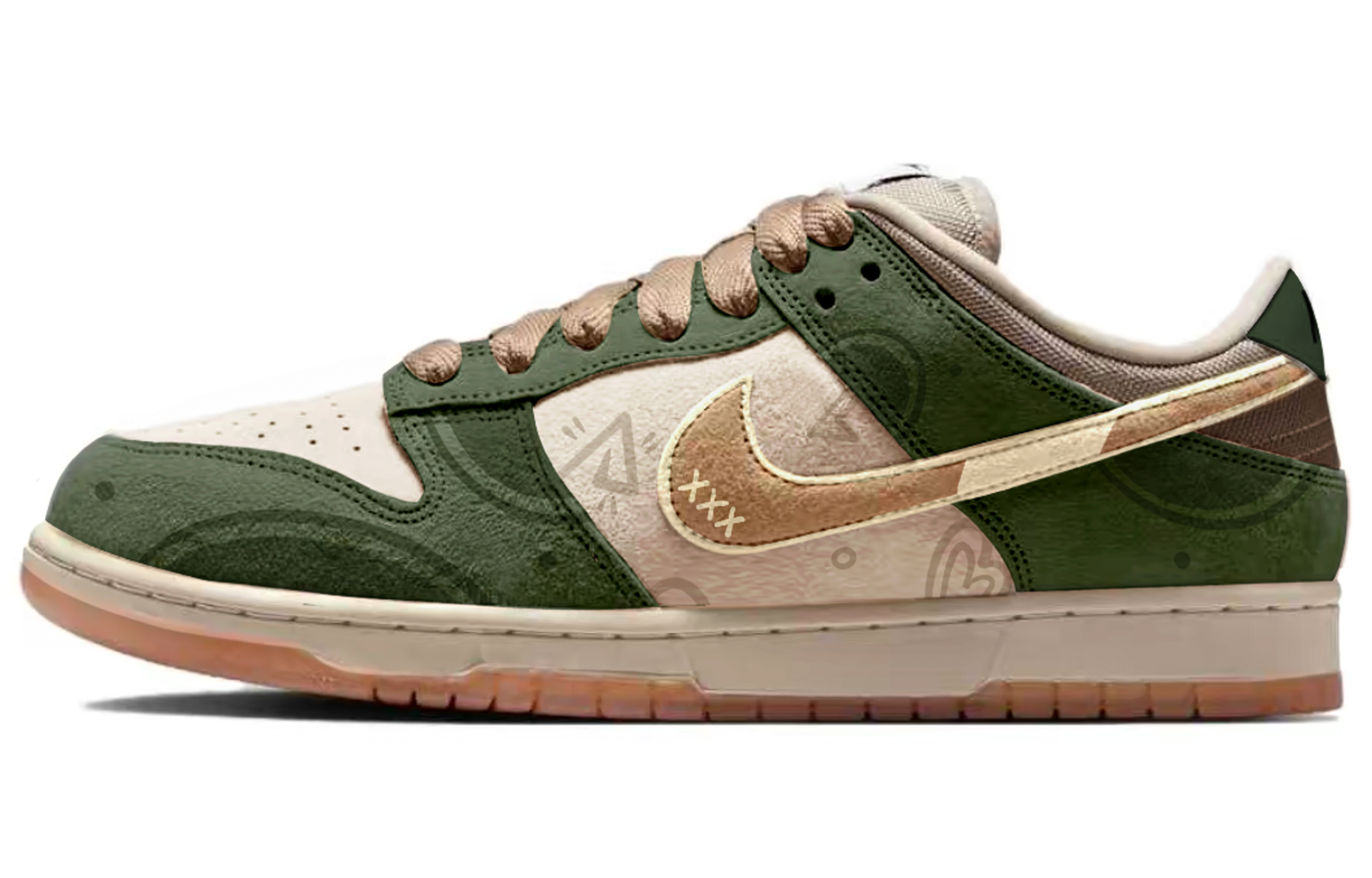 Nike Dunk SB Flowing Threads Micro Dream Abrasion Resistant Low top Skateboard Shoes Unisex Green Brown