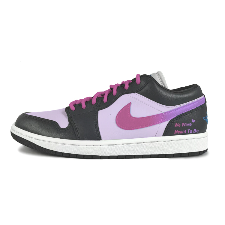 Jordan Air Jordan 1 Cushioned Slip-Resistant Low-Top Vintage Basketball Shoes Women's Black Purple