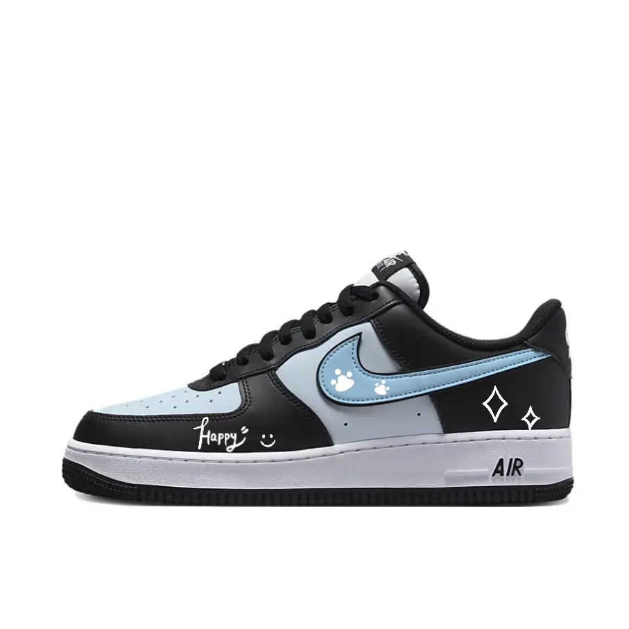 Nike Air Force 1 Cushioning, Wear Resistant Low top Skateboard Shoes Unisex Black White Blue