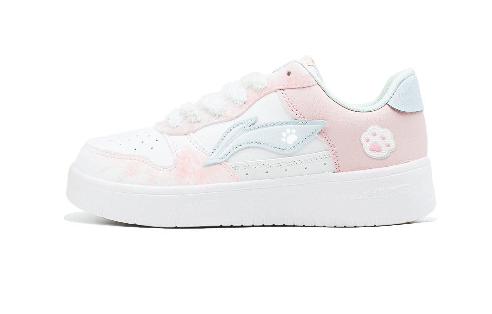 LiNing Pontoon Boats Slip Resistant, Abrasion Resistant, Breathable Low Top Skateboard Shoes Women's Pink Blue
