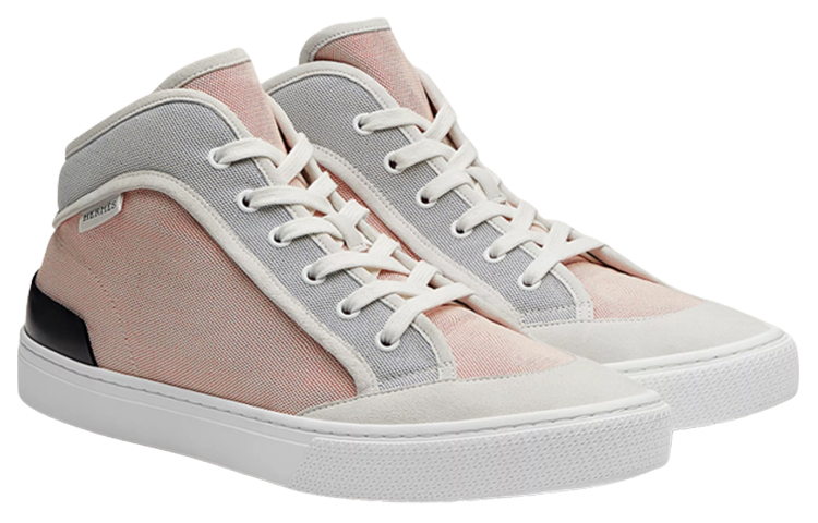 HERMES Mid Top Stylish Skateboarding Shoes Men's Gray Pink