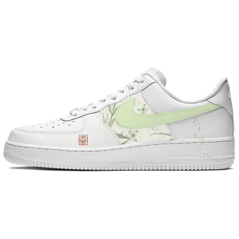 Nike Air Force 1 Spring Harmony And Bright Scenery Anti Slip Wear Resistant Low Top Skateboard Shoes Unisex White Green