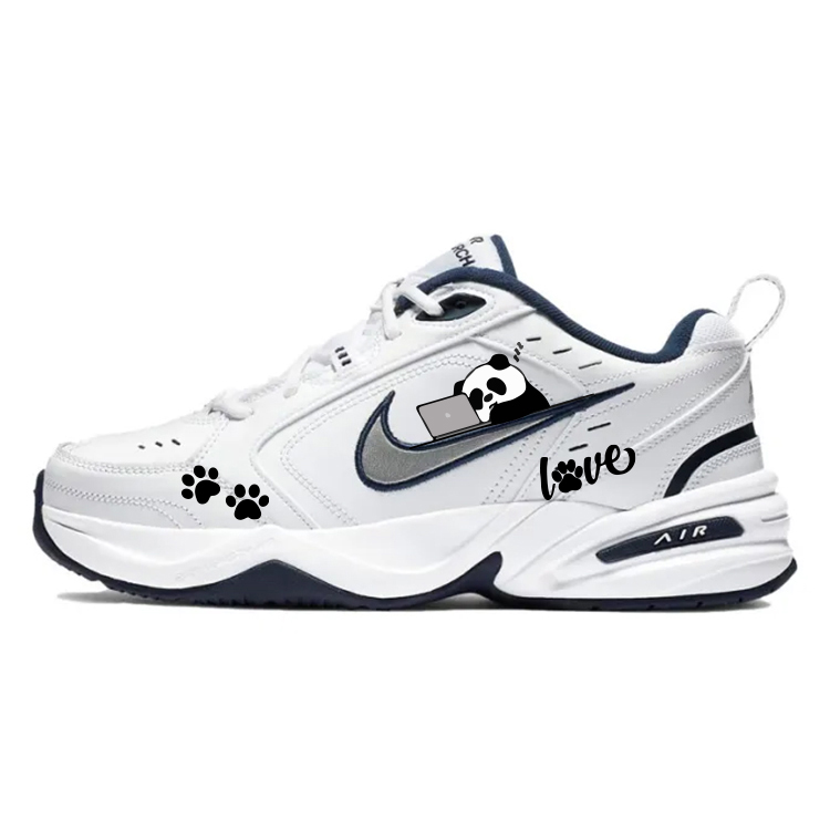 Nike Air Monarch 4 Anti-Slip Wear-Resistant Low-Top Chunky Sneakers Unisex Gray White