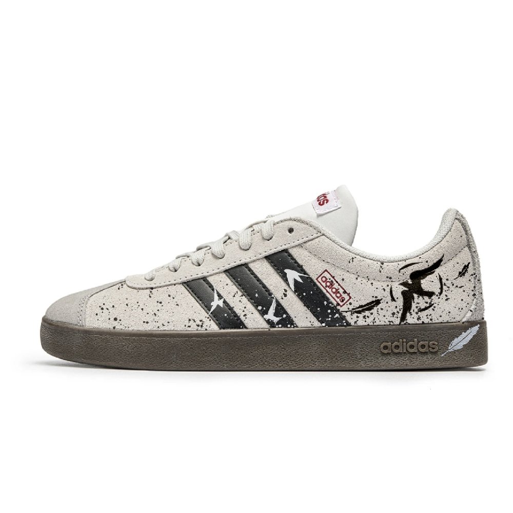 Adidas VL COURT 2.0 Flying Bird Feather Low Top Skateboard Shoes Unisex Gray Black
