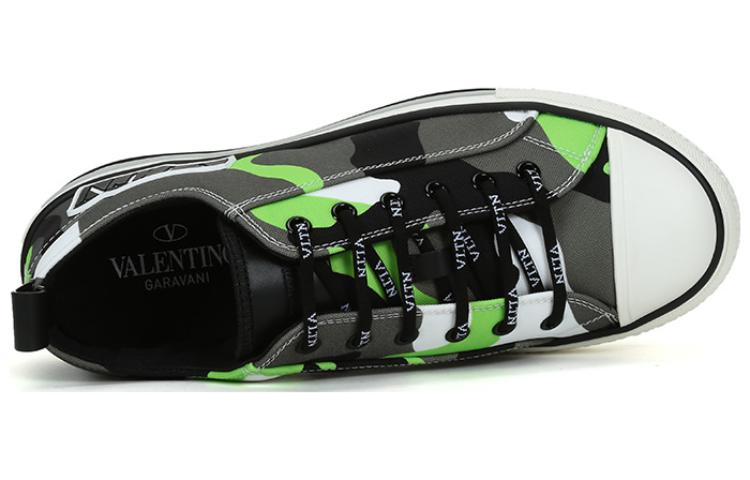 Valentino Camouflage Low Top Skateboard Shoes Men's Neon Green