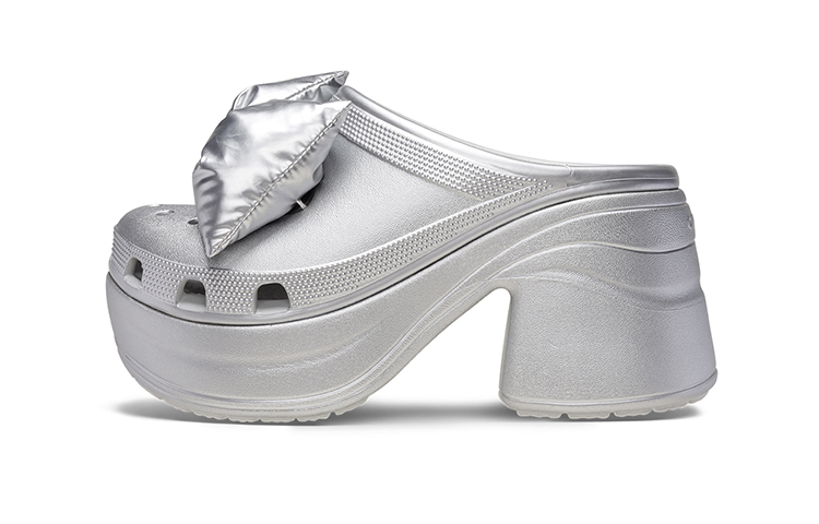 Crocs Siren Metallic Bow Clogs 'Silver' Women's