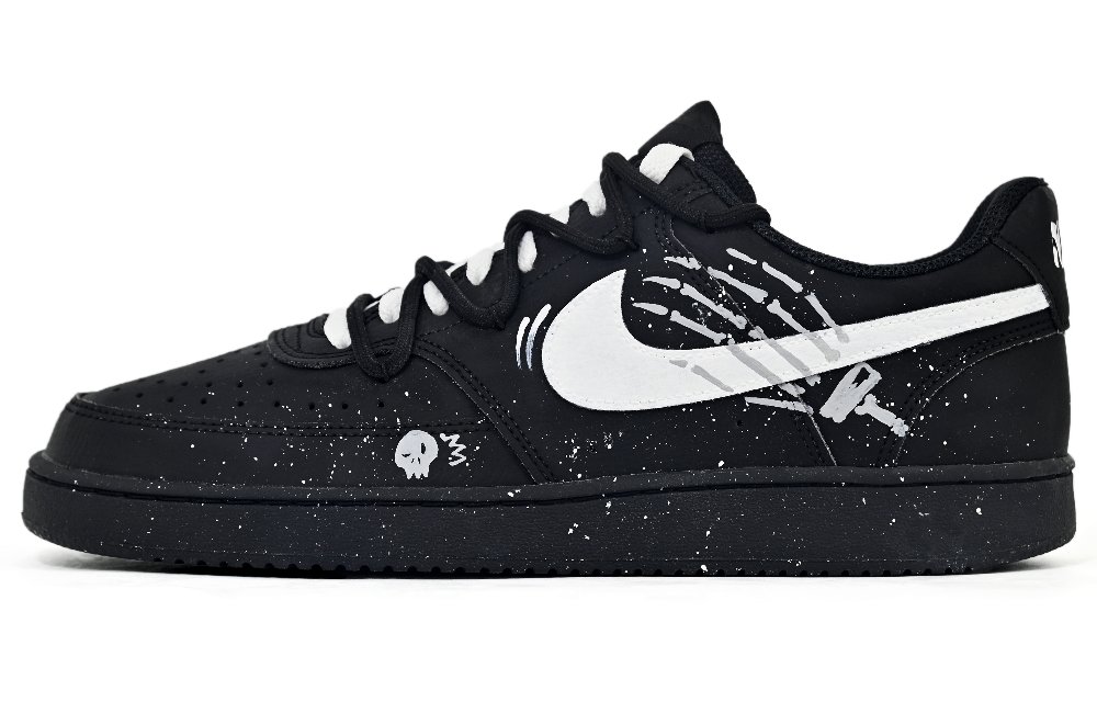 Nike Court Vision Low Hand Of The Twilight Anti-Slip Wear-Resistant Low-Top Skateboard Shoes Unisex Black White
