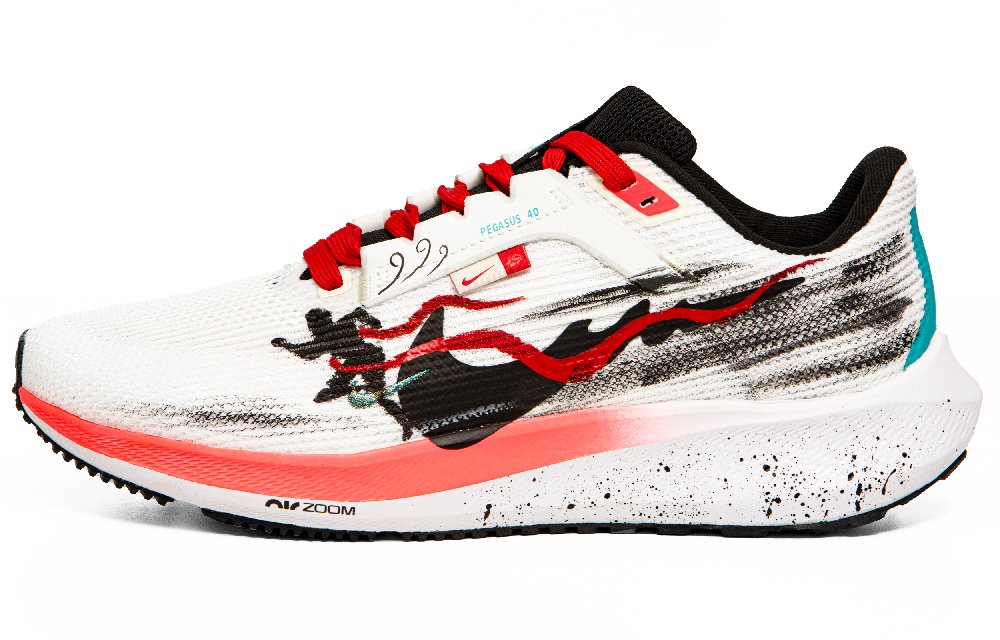 Nike Air Zoom Pegasus 40 Cushioning Wear-Resistant Low-Top Running Shoes Men's White Red Black