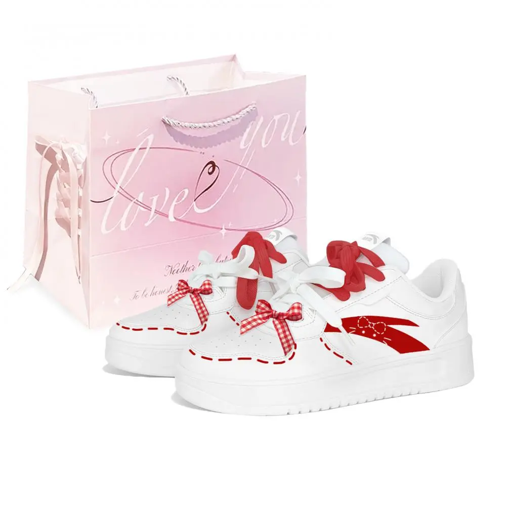 Anta Relaxed Wear resistant And Lightweight Low top Skateboard Shoes Women's White Red