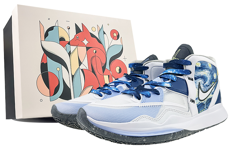 Nike Kyrie 8 Infinity Anti-Slip Wear-Resistant Mid-Top Basketball Shoes Unisex Blue White