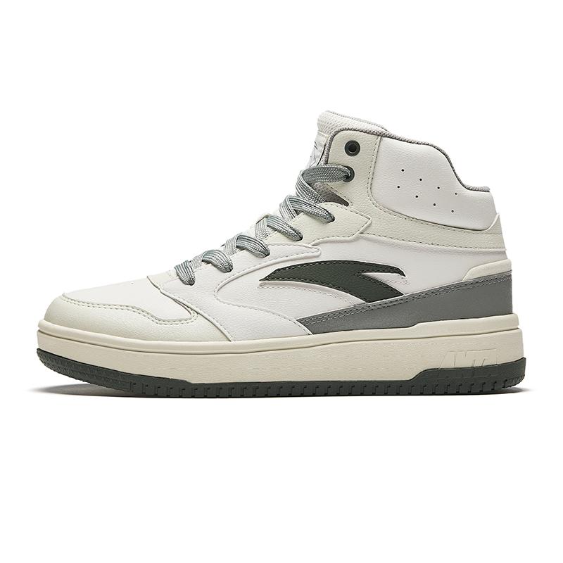 Anta Life Collection Anti-Slip Wear-Resistant Mid-Top Skateboard Shoes Men's White Gray