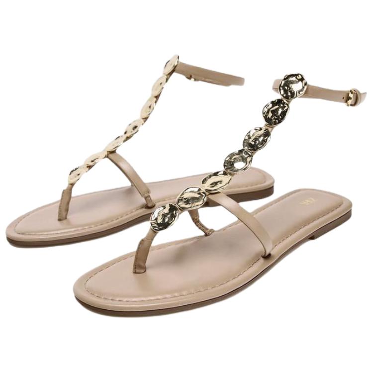 ZARA One Strap Sandals 1cm Women's Beige купить в интернет-магазине Yoocart с быстрой доставкой по России.