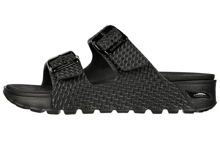 Skechers ARCH FIT FOOTSTEPS Rubber Sole Slip-Resistant Slide Slippers Women's Pure Black
