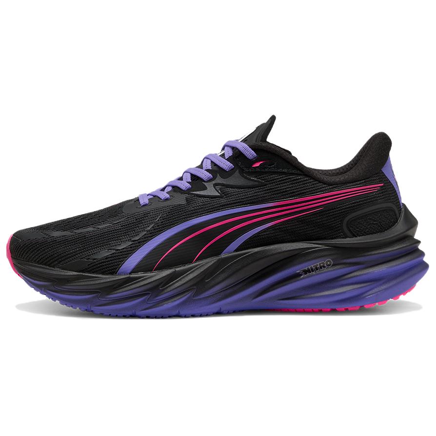 PUMA Velocity NITRO 4 Breathable Running Shoes Unisex Black Purple