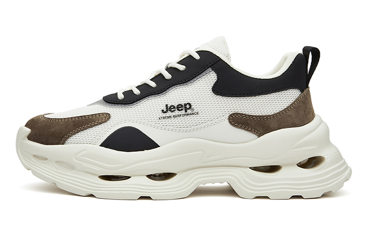 Jeep Anti Slip Wear Resistant Low Top Sports Casual Shoes Men's Beige Black