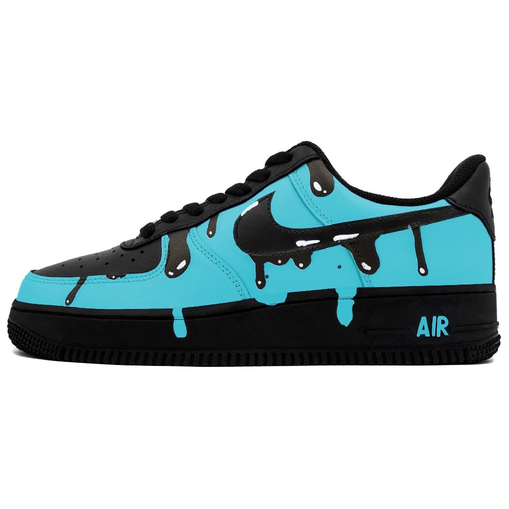 Nike Air Force 1 Ten Thousand Flowers Play Ink Blue Coverage Warm Low Top Skateboard Shoes Unisex Black Blue