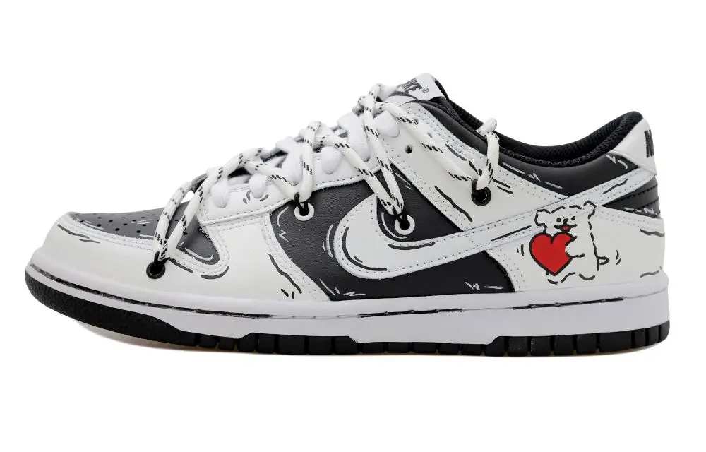 Nike Dunk Anti Slip Wear Resistant Low Top Skateboard Shoes GS Black White