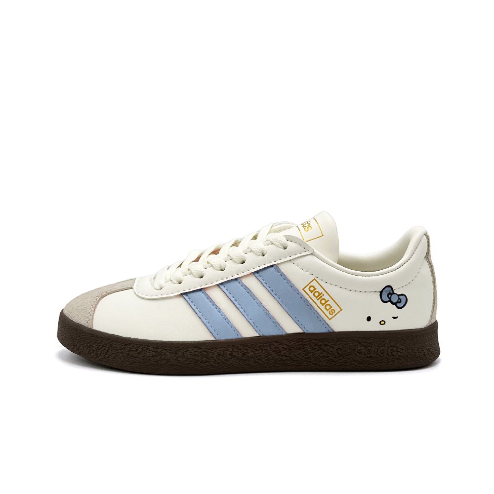 Adidas VL COURT 2.0 Ink Blue Cat Head Abrasion Resistant Low Top Skateboard Shoes Unisex Blue White