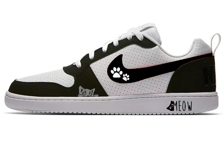 Nike Court Borough Series Slip-Resistant Cushioning Low-Top Skateboard Shoes Men's Black White Red