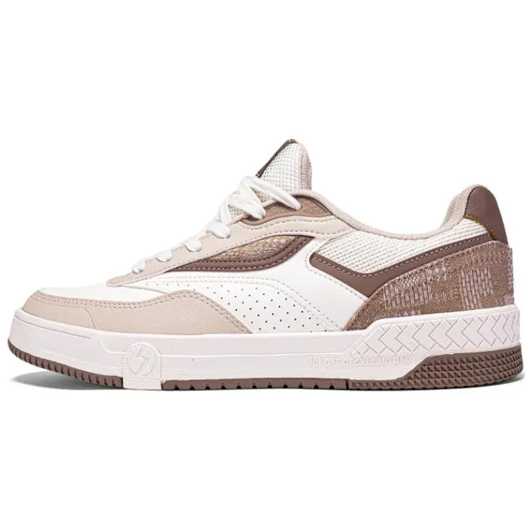 361° Anti-Slip Wear-Resistant Low-Top Skateboard Shoes Men's White Brown