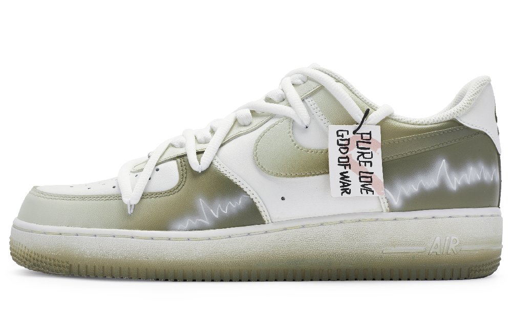 Nike Air Force 1 Low-Top Skateboard Shoes Men's Green Gray White