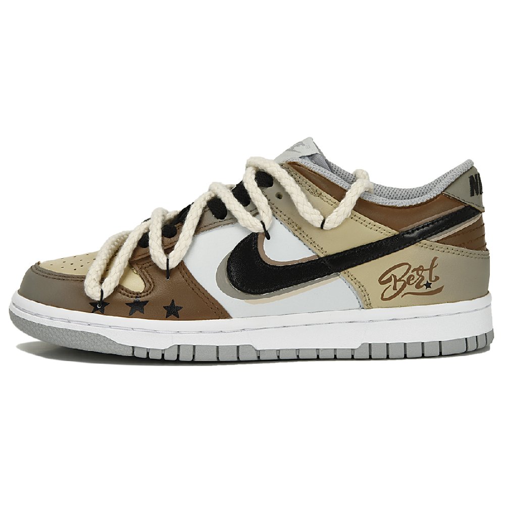 Nike Dunk Anti-Slip Wear-Resistant Low-Top Skateboard Shoes GS Brown White