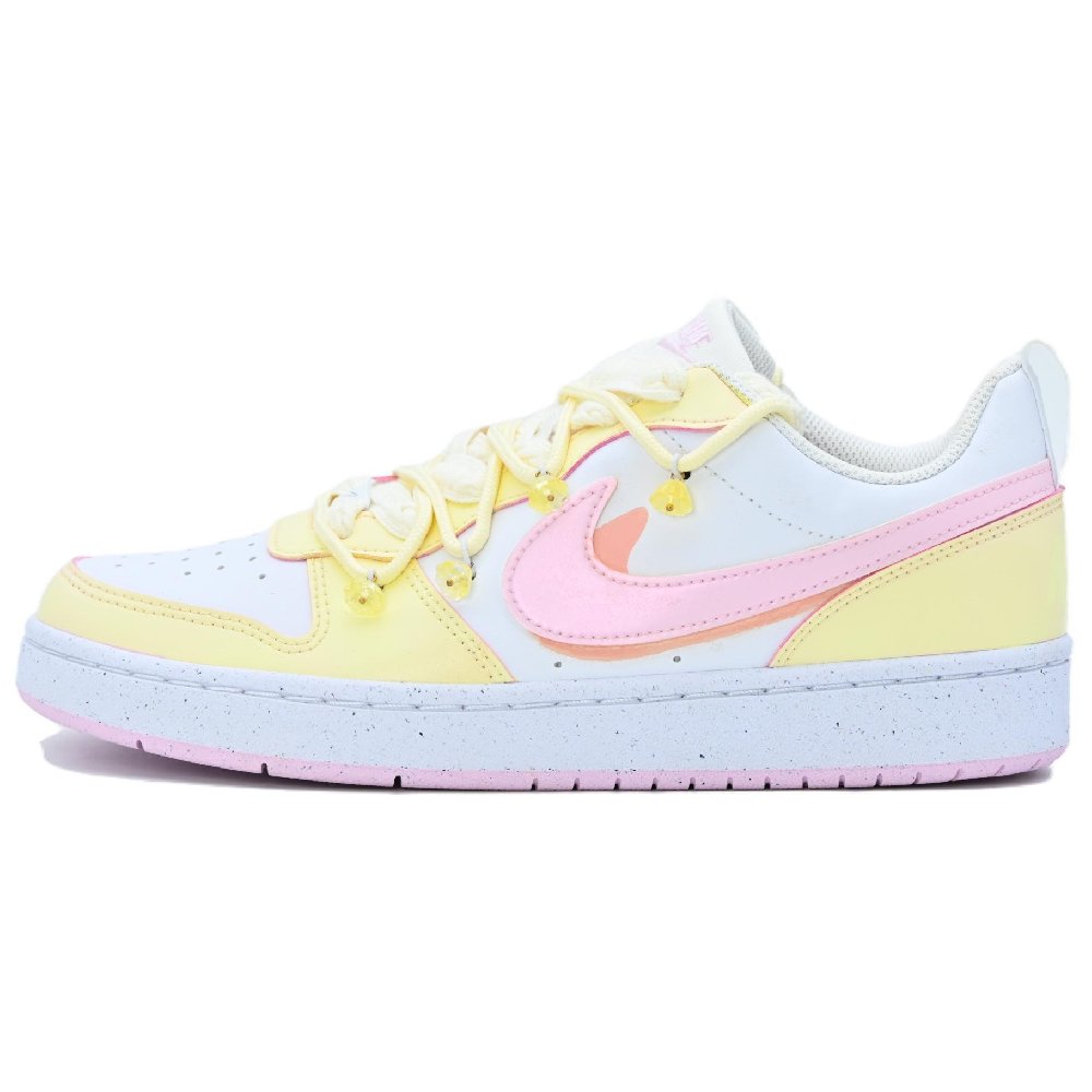 Nike Court Borough Light Yu Coverage Abrasion Resistant Balance Low Top Skateboard Shoes GS Light Yellow