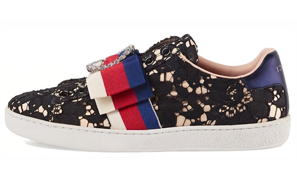 GUCCI ACE Low Top Stylish Skateboarding Shoes Women's Black