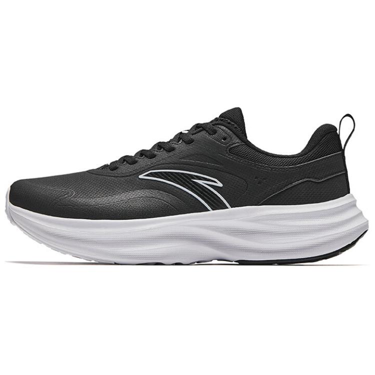 Anta Light Cloud Cushioning Lightweight Rebound Low Top Running Shoes Men's Black White