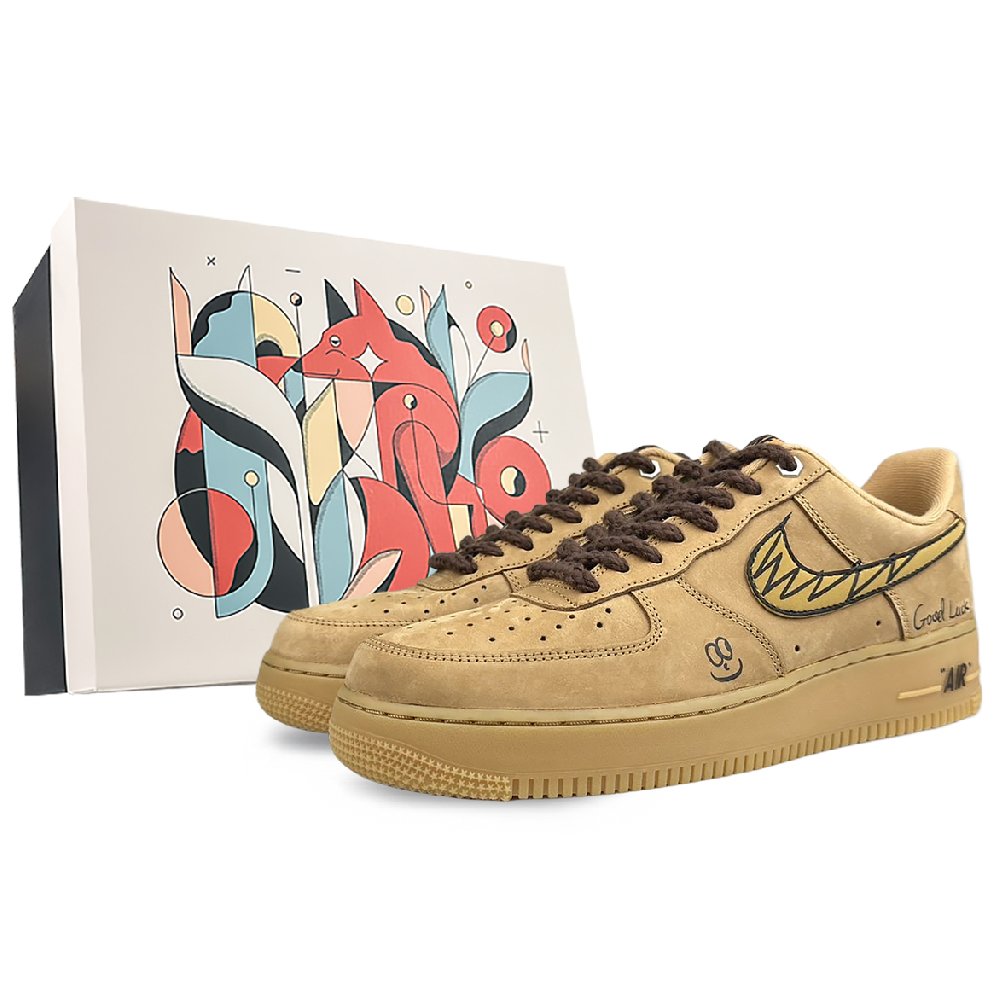 Nike Air Force 1 Anti-Slip And Wear-Resistant Lightweight Low-Top Skateboard Shoes Unisex Brown