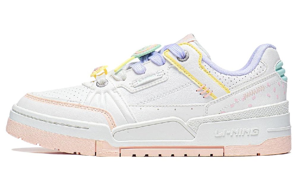 LiNing Journey 1.5 Anti-Slip Wear-Resistant Low-Top Skateboard Shoes Women's White Pink Purple