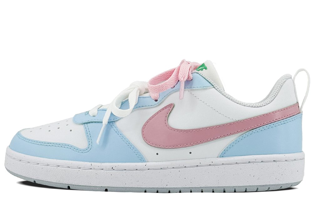 Nike Court Borough Anti Slip Wear Resistant Low Top Skateboard Shoes GS Blue Pink