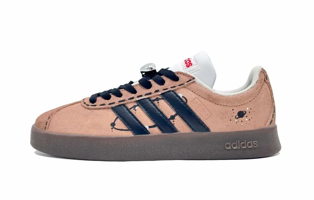 Adidas VL COURT 2.0 Lifestyle Vintage Jupiter Abrasion Resistant Low top Skateboard Shoes Women's Cream Brown