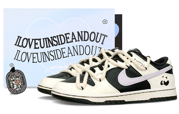 Nike Dunk Red Panda Anti-Slip And Wear-Resistant Lightweight Low-Top Skateboard Shoes GS Black White