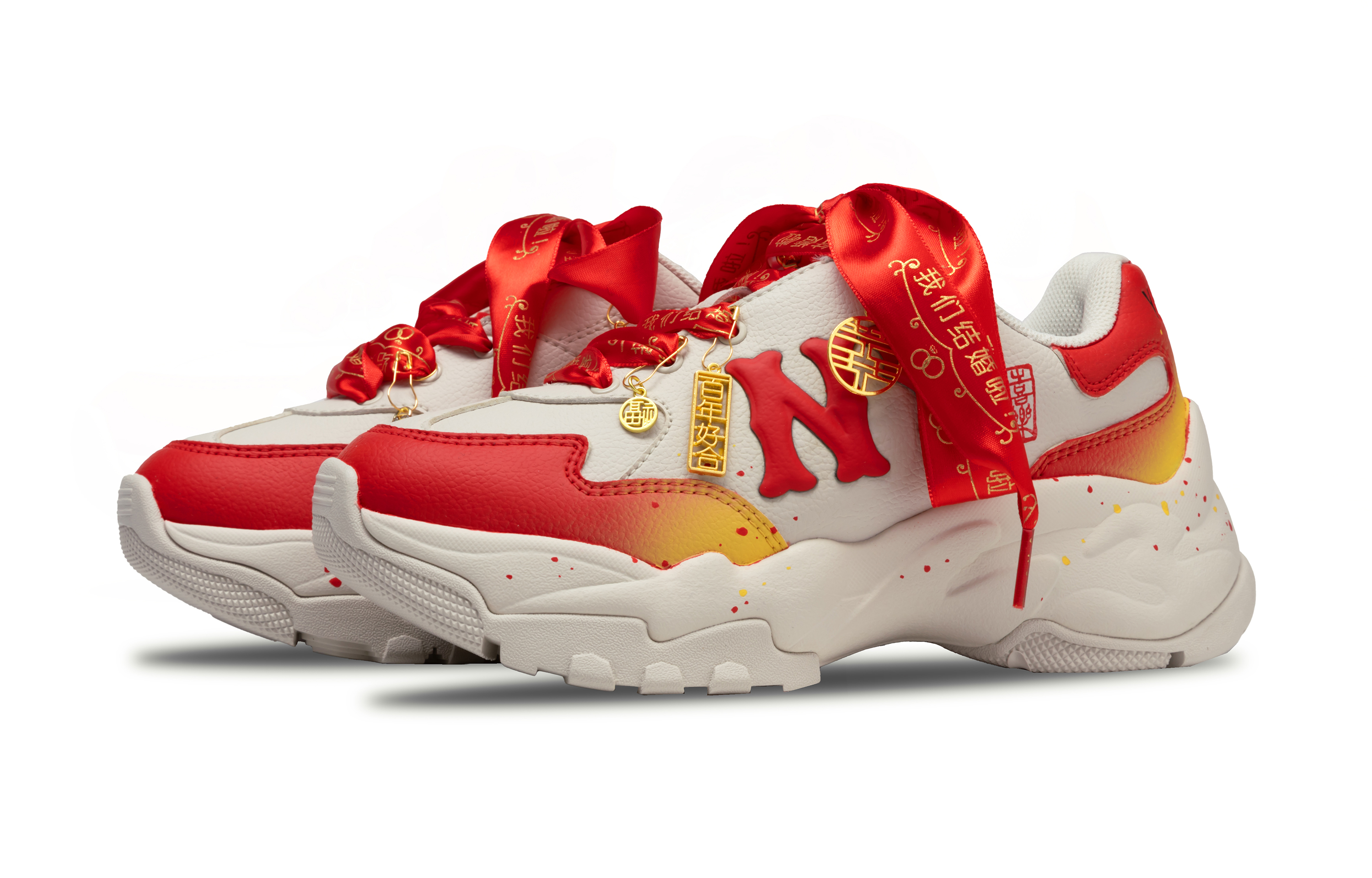 MLB Big Ball Chunky Anti Slip Wear Resistant Low Top Chunky Sneakers Women's Red