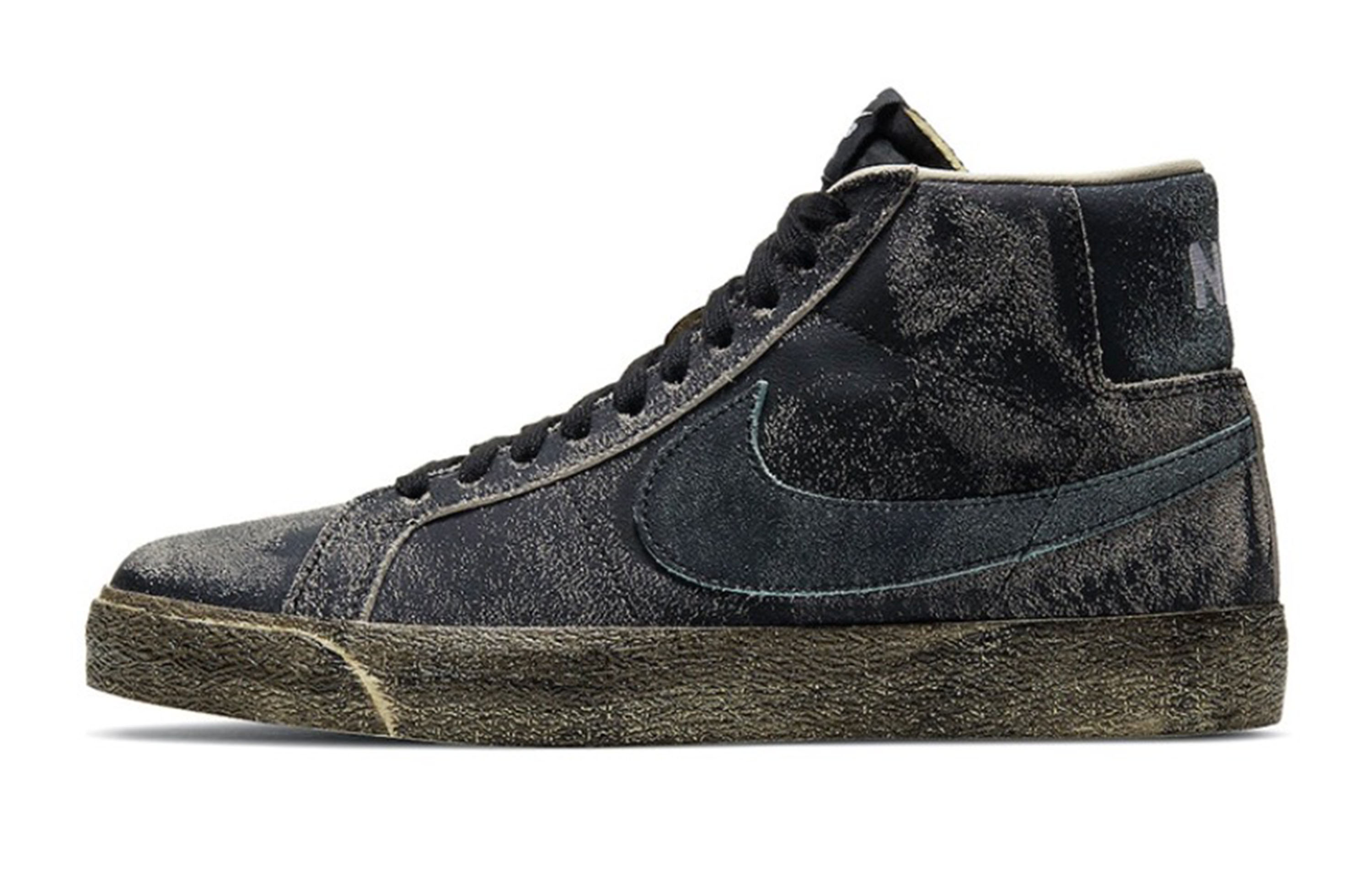Nike Blazer Slip-Resistant Cushioning Abrasion-Resistant Mid-Top Skateboard Shoes Unisex Black Green