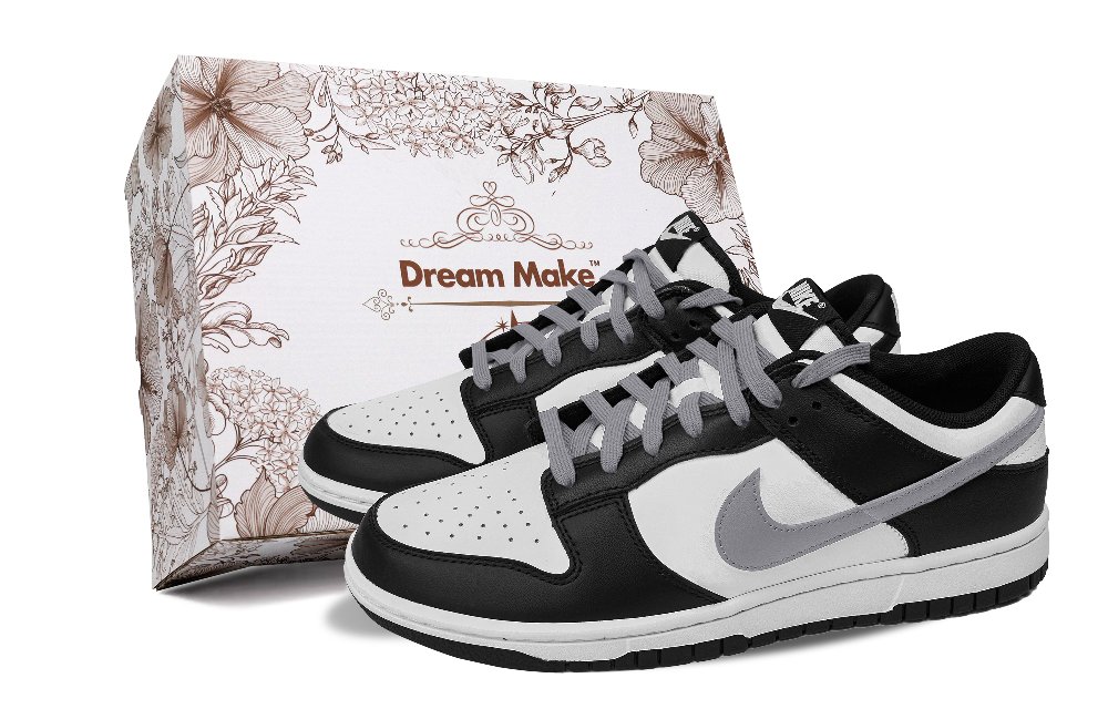 Nike Dunk Anti-Slip Wear-Resistant Low-Top Skateboard Shoes Unisex Black White Gray