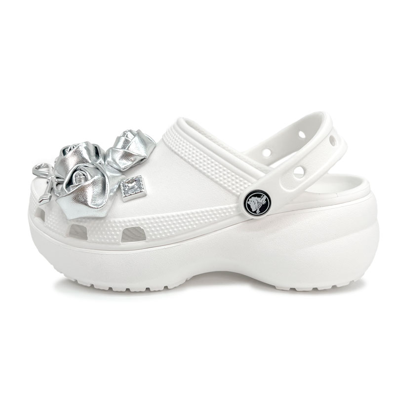 Crocs Classic Platform Clog Phantom Silver Dreamy Clogs Women's White