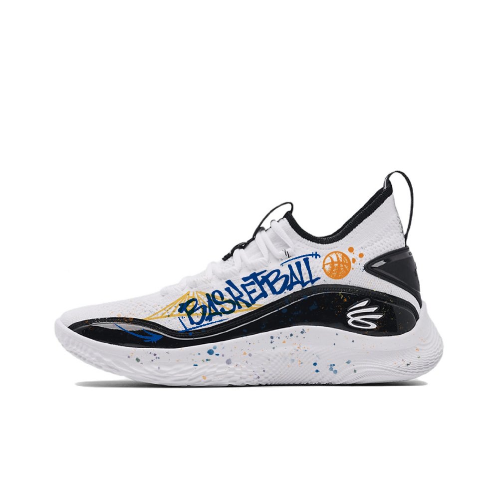 Under Armour Curry 8 Basketball Shoes Unisex Low-Top Black/White