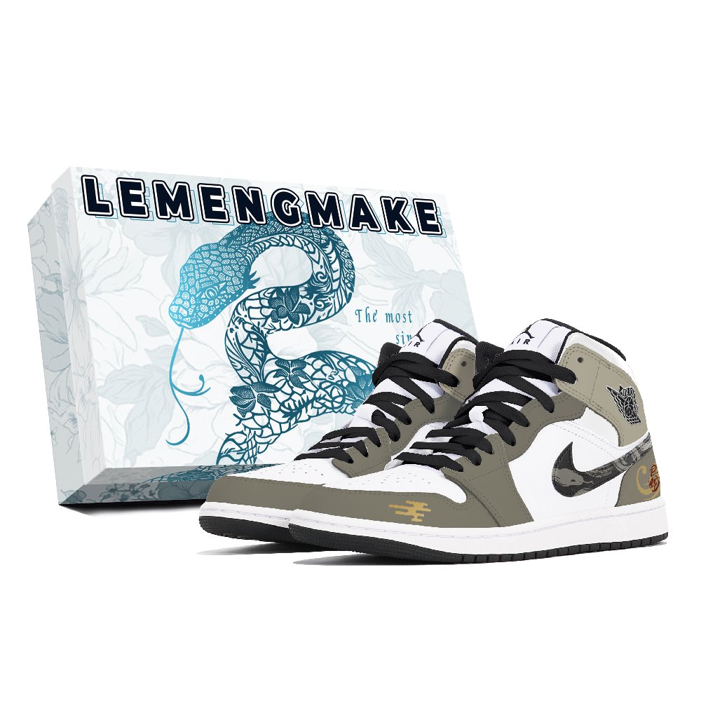 Jordan Air Jordan 1 Abrasion-Resistant Mid-Top Vintage Basketball Shoes Men's Khaki Brown