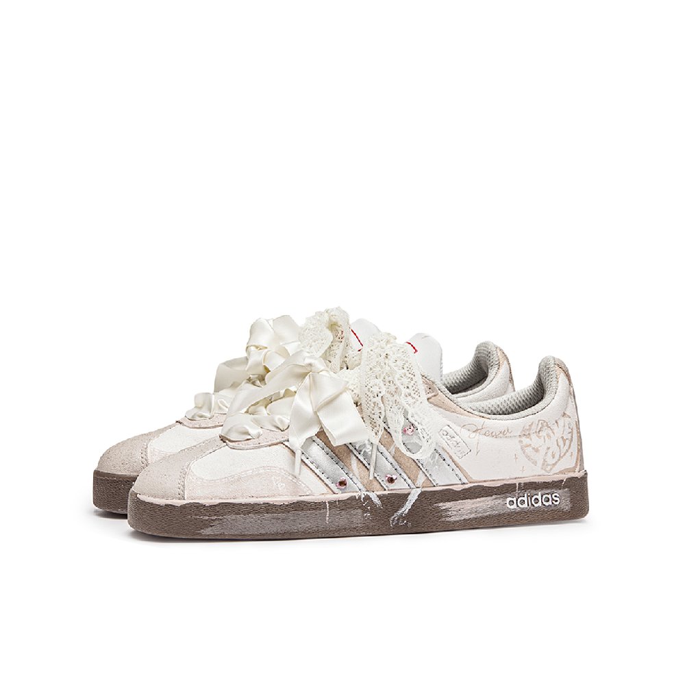 Adidas Neo VL Court 2.0 Heartfelt Signal Shock Absorbers Low Top Skateboard Shoes Unisex Beige Brown