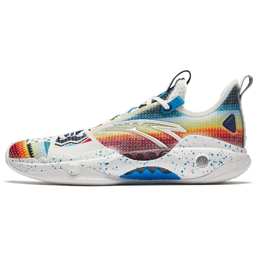 Anta Frenzy 5 Pro Cushioning, Wear Resistant Low top Basketball Shoes Men's White Blue Red