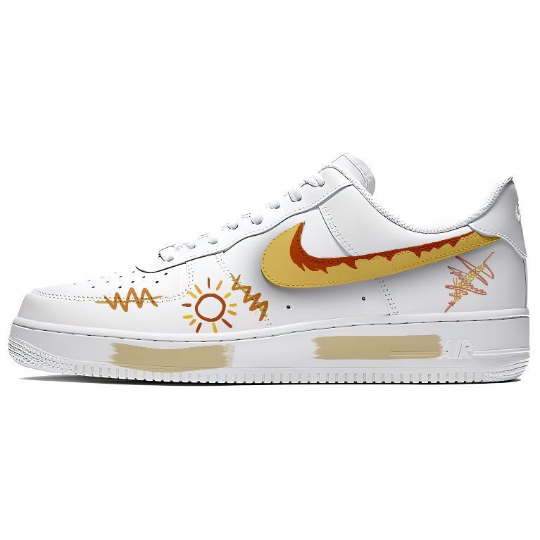 Nike Air Force 1 Golden Star Coverage Cushioning Abrasion Resistant Low Top Skateboard Shoes Unisex Gold