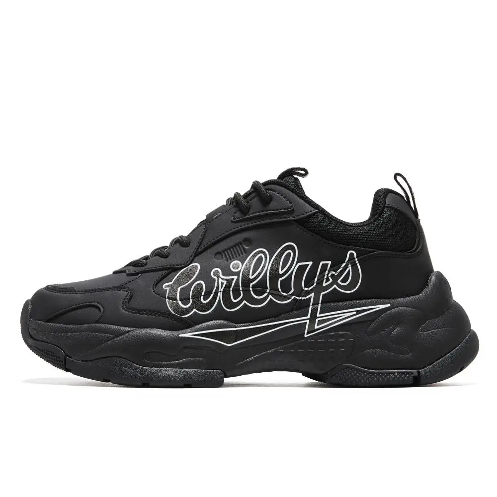 JEEP SPIRIT Abrasion Resistant Waterproof Height Increasing Low top Chunky Sneakers Men's Black