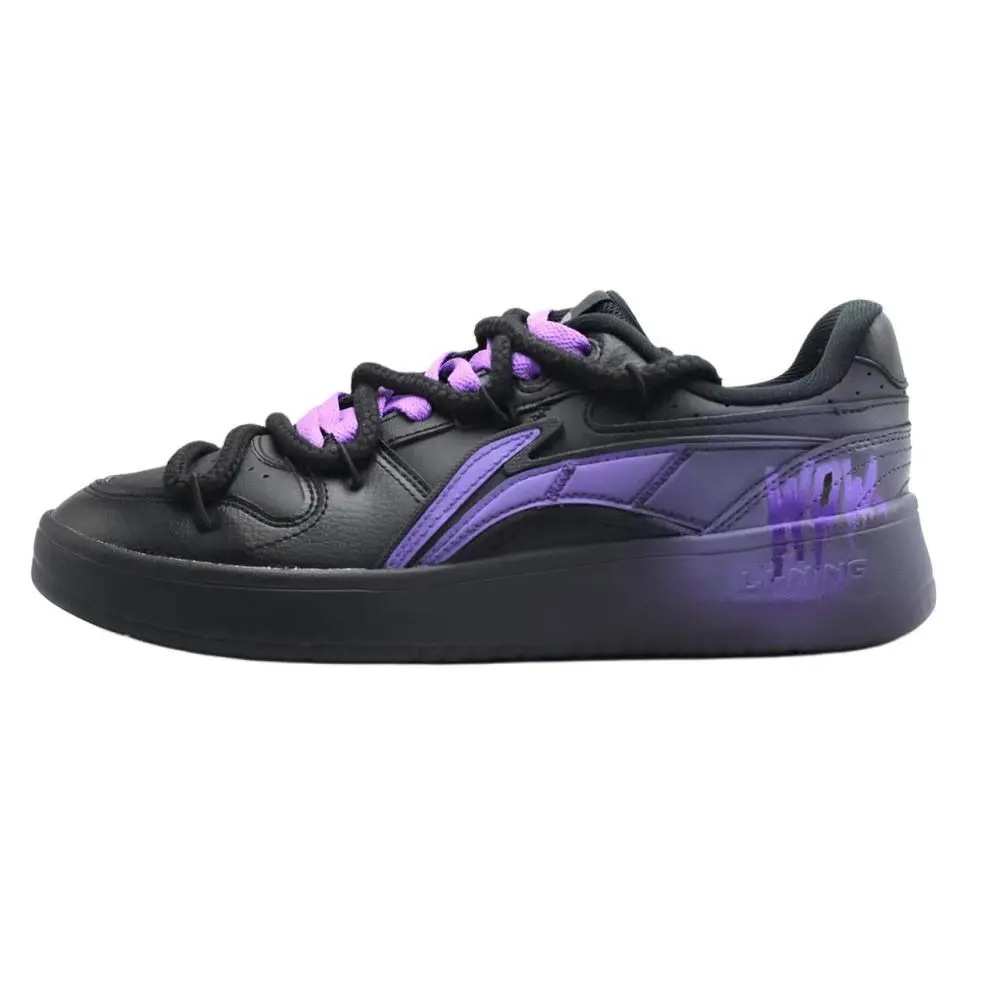 LiNing Acer Truncatum Slip Resistant And Abrasion Resistant Coverage Low top Skateboard Shoes Men's Black Purple