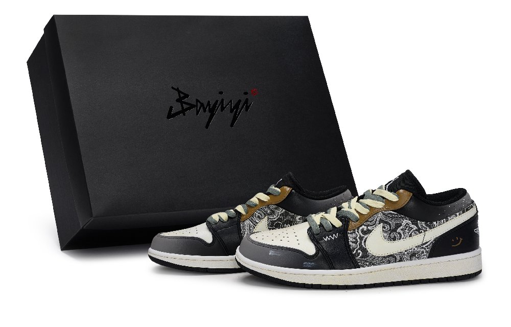 Jordan Air Jordan 1 811 Manufacturing, Cashew Nut Tribe, Special Shoe Box Slip Resistant Abrasion Resistant Low top