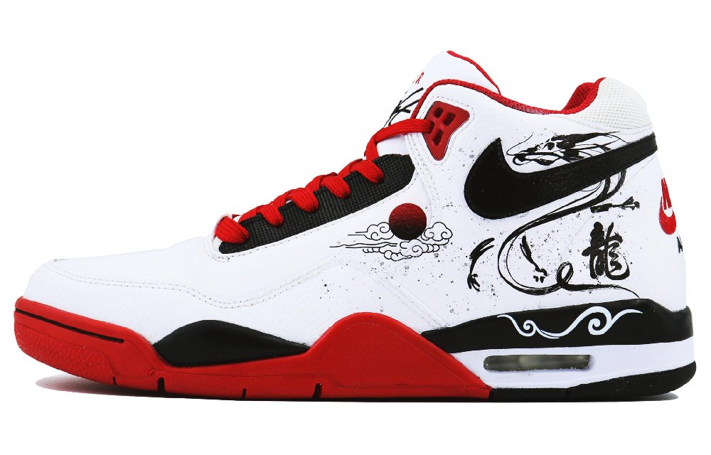 Nike Flight Legacy Flying Dragon In The Sky SDS High-Top Vintage Basketball Shoes Unisex Black Red White