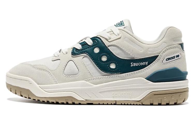 Saucony CROSS 90 Abrasion Resistant Slip Resistant Low Top Skateboard Shoes Unisex White Green